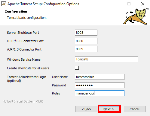 ApacheTomcat8.5.16インストール手順5